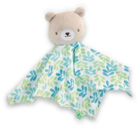 Plush Nate Bear Security Blanket Cozy Lovey ITY By Ingenuity Blue Green Brown - Picture 1 of 3
